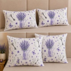 Set 4 fete de perna 50x70 cm , 70 x 70 cm ,  bumbac ranforce ,model Lavanda  nr 1