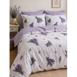 Lenjerie de Pat, Bumbac Ranforce  , 250 x 240 , 50X70,  70 x 70 , 220 X 200, 6 piese , Model Lavanda  nr 2