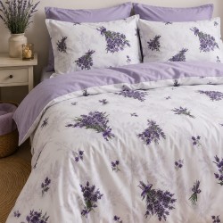 Lenjerie de Pat, Bumbac Ranforce  , 250 x 240 , 50X70,  70 x 70 , 220 X 200, 6 piese , Model Lavanda  nr 2