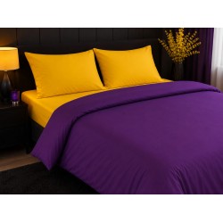 Lenjerie de Pat, Bumbac Ranforce ,   2 persoane, 250 x 240 , 50X70, 180 X 200, 4 piese,  Yellow -Purple