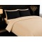 Lenjerie de Pat, Bumbac Ranforce ,   2 persoane, 250 x 240 , 50X70, 180 X 200, 4 piese,  Crem unt -Negru 