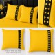 Lenjerie de Pat deluxe  Bumbac Ranforce., 250 x 240 cm,  50X70,  180 X 200,  4 piese  Galben , cu accesoriu negru premium