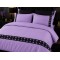 Lenjerie de Pat deluxe  Bumbac Ranforce., 250 x 240 cm,  50X70,  180 X 200,  4 piese  Lila deschis , cu accesoriu negru premium