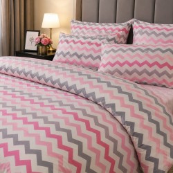 Lenjerie de finet  premium pentru  2 persoane , 250 x 240 cm , 200 x 200 cm , set 2 fete de perna 50 x 70 cm  roz -alb 