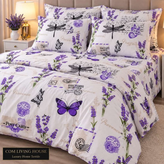 Lenjerie de finet  premium pentru 2  persoane , 250 x 240 cm , 220 x 200 cm , set 2 fete de perna 50 x 70 cm  model fluturasi 