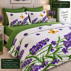 Cearceaf pilota  2 persoane  200x200 cm ranforce lux, Model Lavanda 