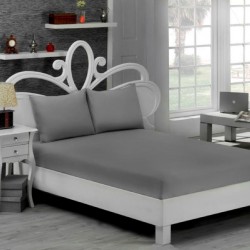 Cearceaf de pat simplu , fara elastic , 220x220 cm bumbac ranforce,  gri deschis