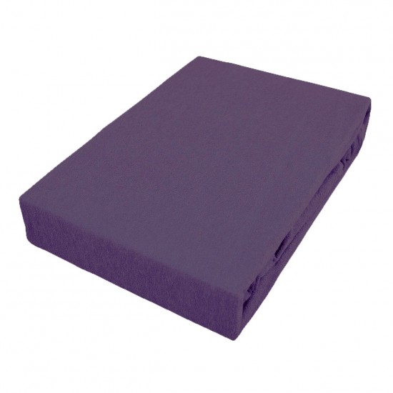 Cearceaf de pat  simplu , fara elastic , 220x220 cm bumbac ranforce,  mov inchis