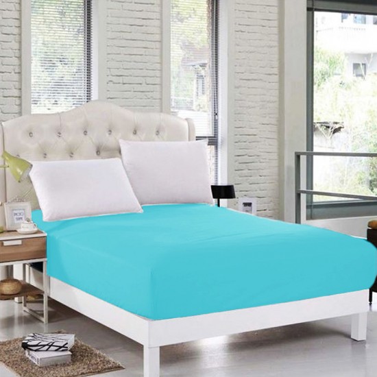 Cearceaf de pat  simplu, fara elastic , 220x220 cm bumbac ranforce,  albastru azur