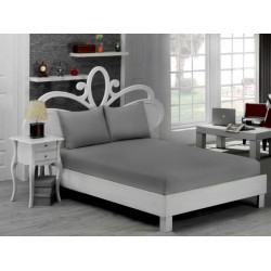 Cearceaf de pat  simplu , fara elastic , 250x240 cm bumbac ranforce,  gri deschis