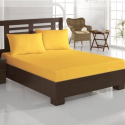 Cearceaf de pat  cu elastic , pentru o saltea de 1 persoana ,   140x240 cm bumbac ranforce,  galben uni 