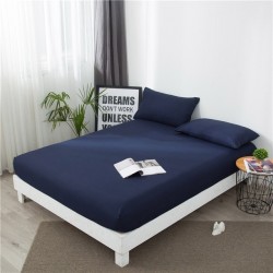 Cearceaf de pat  cu elastic , pentru o saltea de 1 persoana ,    140  x 200 cm , bumbac ranforce,  albastru  inchis 