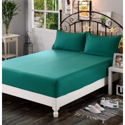 Cearceaf de pat  cu elastic , pentru o saltea de 1 persoana ,   140  x 240 cm bumbac ranforce,   verde inchis 