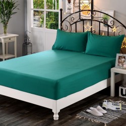 Cearceaf de pat cu elastic din bumbac ranforce 100% 240 x240 cm verde inchis