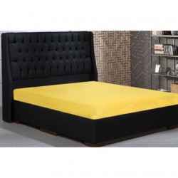 Cearceaf de pat cu elastic din bumbac ranforce 100%,  220 x220 cm,  galben uni 