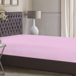 Cearceaf de pat cu elastic din bumbac ranforce 100% 240x240 cm roz
