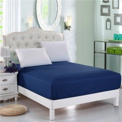 Cearceaf de pat simplu , fara elastic ,  220x220 cm bumbac ranforce,  albastru inchis