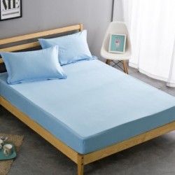 Cearceaf de pat cu elastic din bumbac ranforce 100% , 200 x200 cm,  albastru deschis