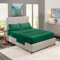 Cearceaf de pat cu elastic din bumbac ranforce 100%,  200 x200 cm , verde uni 