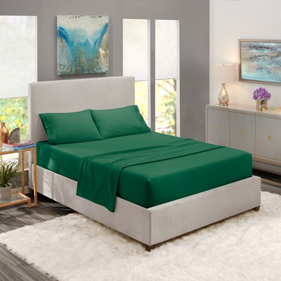 Cearceaf de pat cu elastic din bumbac ranforce 100%,  200 x200 cm , verde uni 