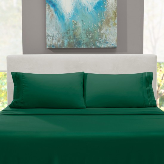 Cearceaf de pat cu elastic din bumbac ranforce 100%,  200 x200 cm , verde uni 