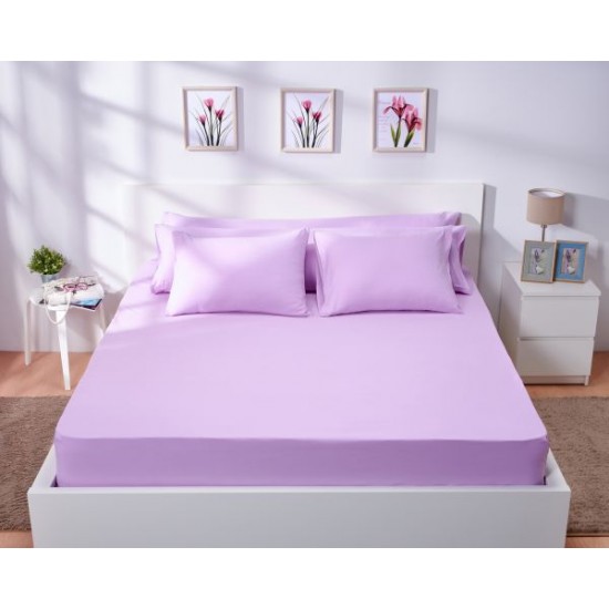 Cearceaf de pat cu elastic din bumbac ranforce 100%,  200 x200 cm,  lila