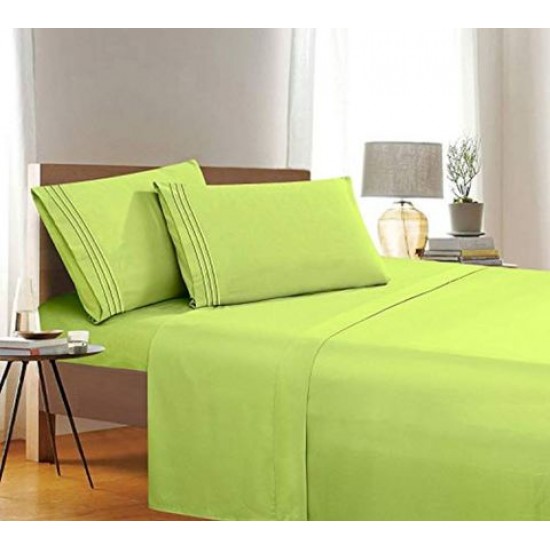 Cearceaf de pat  simplu , fara elastic , 220x200 cm bumbac ranforce,  green lime 