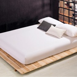 Cearceaf de pat cu elastic din bumbac ranforce 100% , 240 X 240 cm alb uni 