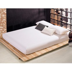Cearceaf de pat cu elastic din bumbac ranforce 100% , 240 X 240 cm alb uni 