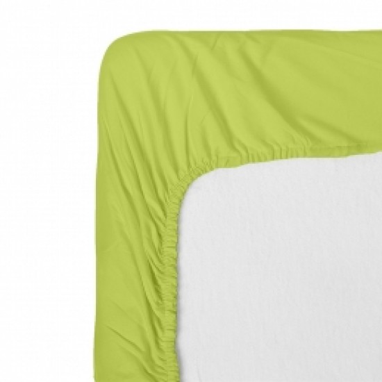 Cearceaf de pat cu elastic din bumbac ranforce 100%,  200 x200 cm,  green lime