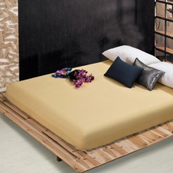 Cearceaf de pat cu elastic din bumbac ranforce 100% , 200 x200 cm ,  maro deschis