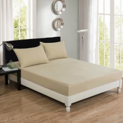 Cearceaf de pat cu elastic din bumbac ranforce 100% 240 x240 cm crem
