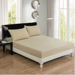 Cearceaf de pat cu elastic din bumbac ranforce 100% 240 x240 cm crem