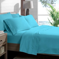 Cearceaf de pat cu elastic din bumbac ranforce 100% 240 x240 cm albastru turcoaz