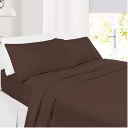Cearceaf de pat cu elastic din bumbac ranforce 100% 240 x240 cm dark brown