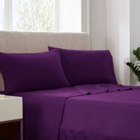 Cearceaf de pat cu elastic din bumbac ranforce 100% 240 x240 cm mov