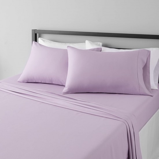 Cearceaf de pat  simplu , fara elastic , 250x240 cm bumbac ranforce , lila deschis