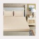 Set cearceaf de pat cu elastic din bumbac ranforce 100% 240 x240 cm crem unt  + 2 fete de perna 70x70 cm
