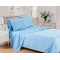Set cearceaf de pat cu elastic din bumbac ranforce 100% 240 x240 cm albastru uni,2 fete de perna 50x70 cm