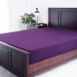 Cearceaf de pat cu elastic din bumbac ranforce 100% 240 x240 cm mov inchis