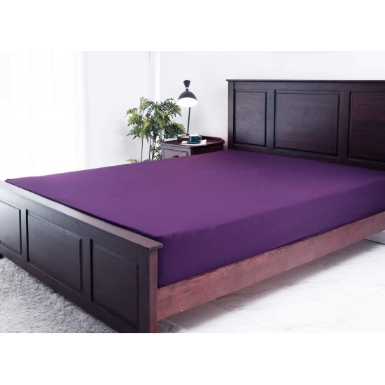 Cearceaf de pat  cu elastic , pentru o saltea de 1 persoana ,    140  x 200 cm , bumbac ranforce,   mov inchis 