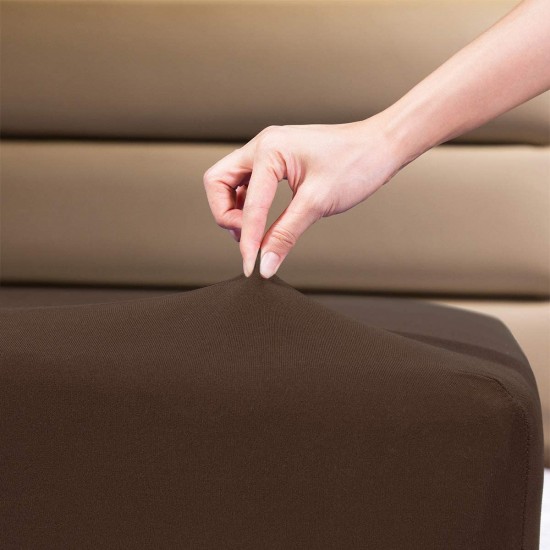 Cearceaf de pat cu elastic din bumbac ranforce 100% 240 x240 cm maro inchis