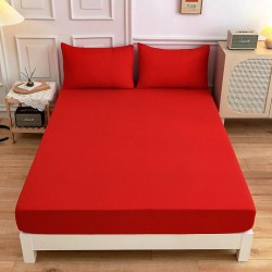 Cearceaf de pat cu elastic din bumbac ranforce 100% 240 x240 cm rosu deschis