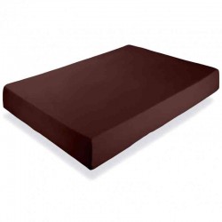Cearceaf de pat cu elastic din bumbac ranforce 100% 240 x240 cm maro inchis