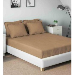 Cearceaf de pat cu elastic din bumbac ranforce 100% 240 x240 cm brown light