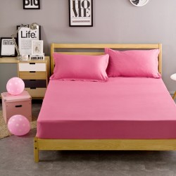 Cearceaf de pat cu elastic din bumbac ranforce 100% 240 x240 cm roz aprins