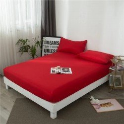 Cearceaf de pat cu elastic din bumbac ranforce 100% , 260 x 260 cm,  rosu uni 