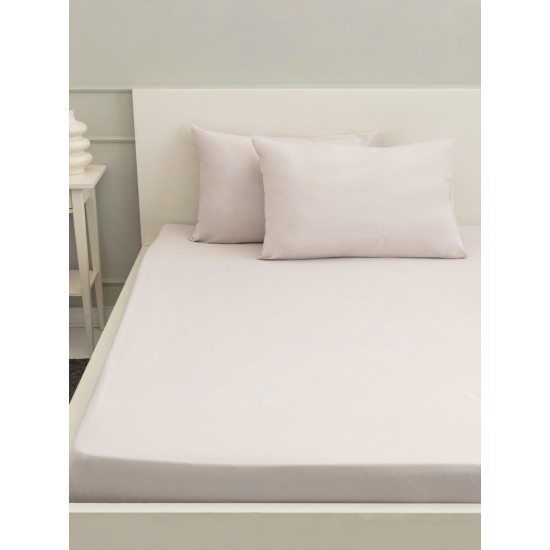 Cearceaf de pat cu elastic, din bumbac ranforce 100%, 260 x260 cm, bej deschis