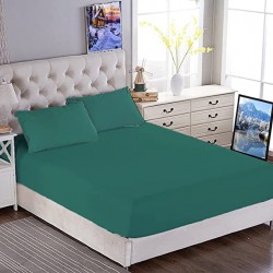 Cearceaf de pat cu elastic din bumbac ranforce 100% 260 x260 cm verde uni