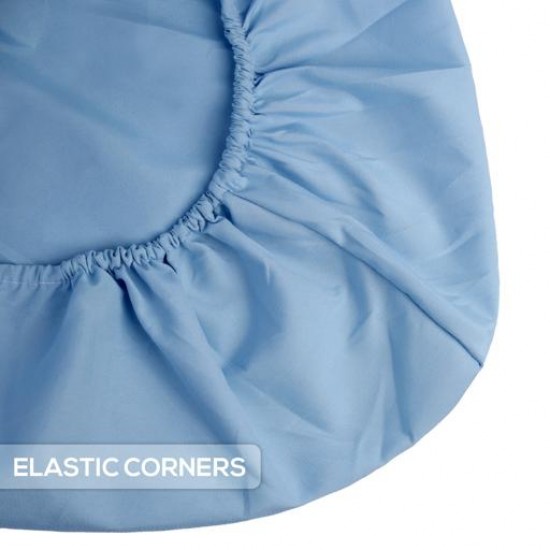 Cearceaf de pat cu elastic din bumbac ranforce 100% 260 x260 cm albastru deschis
